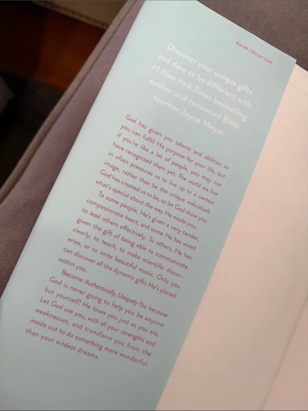 Authentically Uniquely You by Joyce Meyer - Aqua & Pink Hardcover